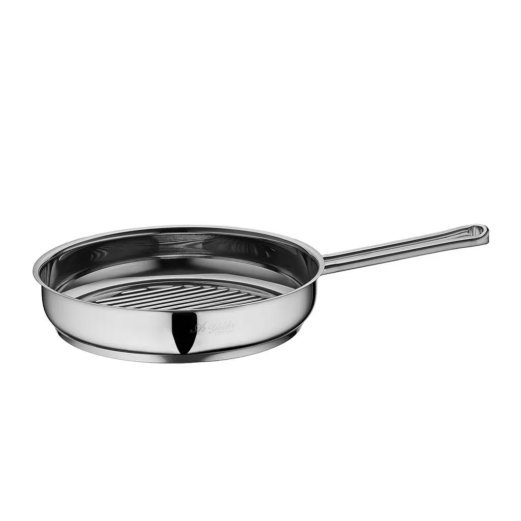 Aryıldız 24 cm Colombus Izgara Tava Gümüş Çelik Malzeme ile Tek Taraflı Kullanım İçin