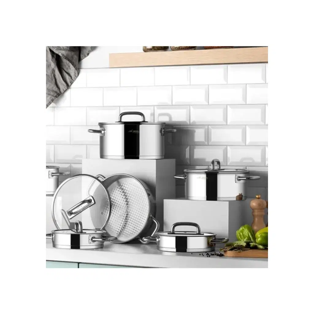 Aryıldız Studio Prestige 20 Parça Cam Kapak İdeal Çelik Çeyiz Seti Aryıldız Studio Prestige 20 Parça Cam Kapak İdeal Çelik Çeyiz Seti