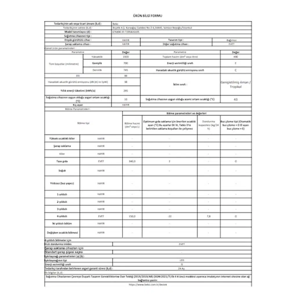 Beko 670490 IEI 490 L No Frost Buzdolabı Beko 670490 IEI 490 L No Frost Buzdolabı