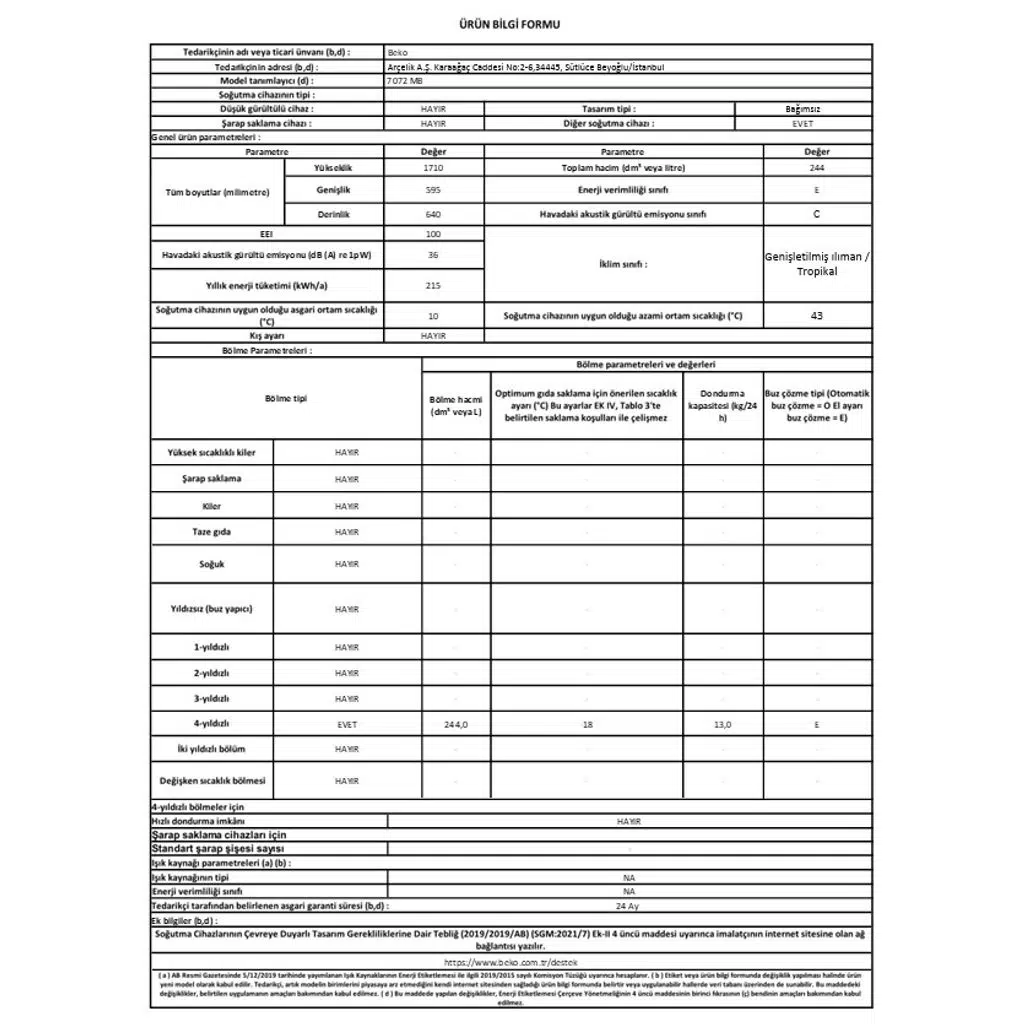 Beko 7072 Mb Çekmeceli Derin Dondurucu Beko 7072 Mb Çekmeceli Derin Dondurucu