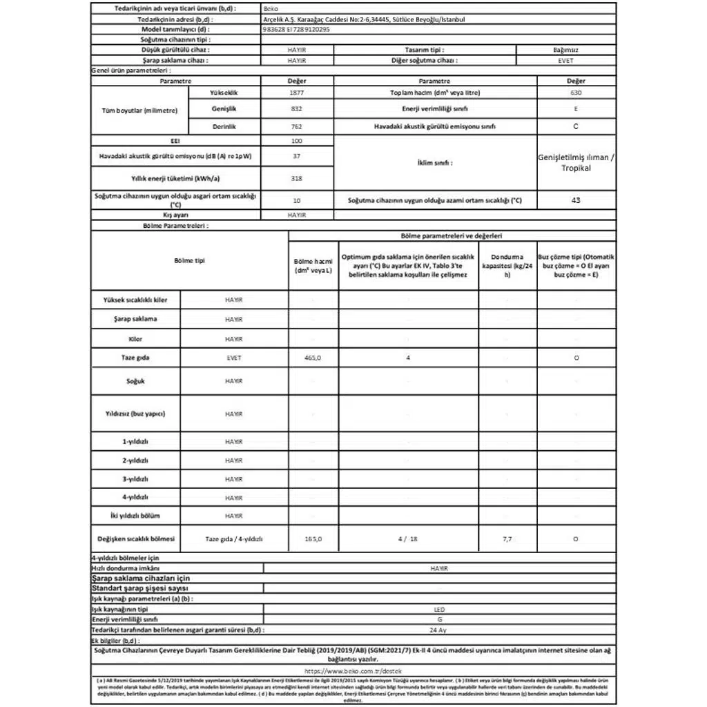 Beko 983628 EI 630 LT No-Frost Çift Kapılı Buzdolabı Beko 983628 EI 630 LT No-Frost Çift Kapılı Buzdolabı