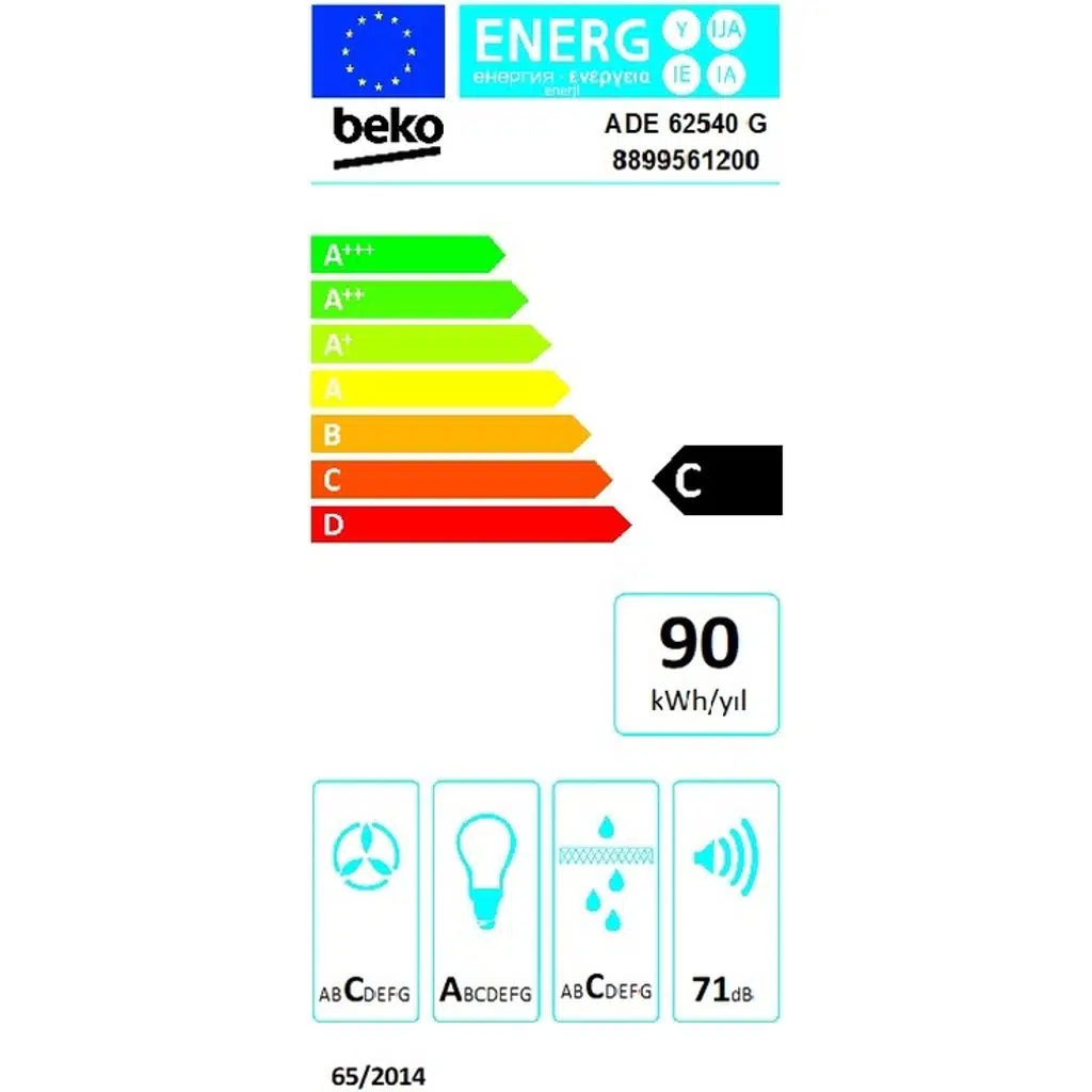 Beko ADE 62540 G Duvar Tipi 60 CM Davlumbaz Gri Beko ADE 62540 G Duvar Tipi 60 CM Davlumbaz Gri