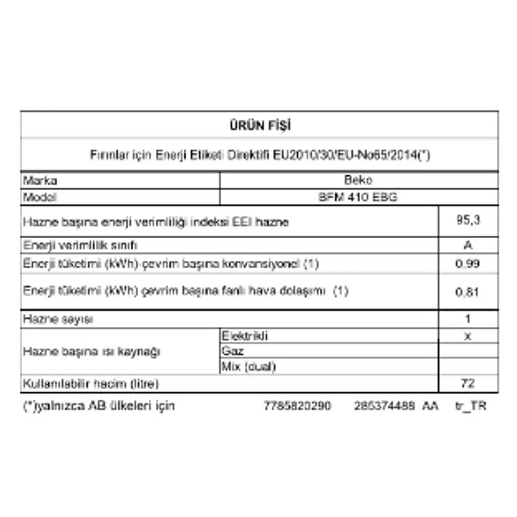 Beko BFM 410 EBG 72 LT Ocaklı Fırın Beko BFM 410 EBG 72 LT Ocaklı Fırın