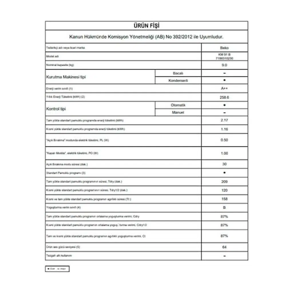 Beko KM 91 B 9 KG Isı Pompalı Çamaşır Kurutma Makinesi Beko KM 91 B 9 KG Isı Pompalı Çamaşır Kurutma Makinesi
