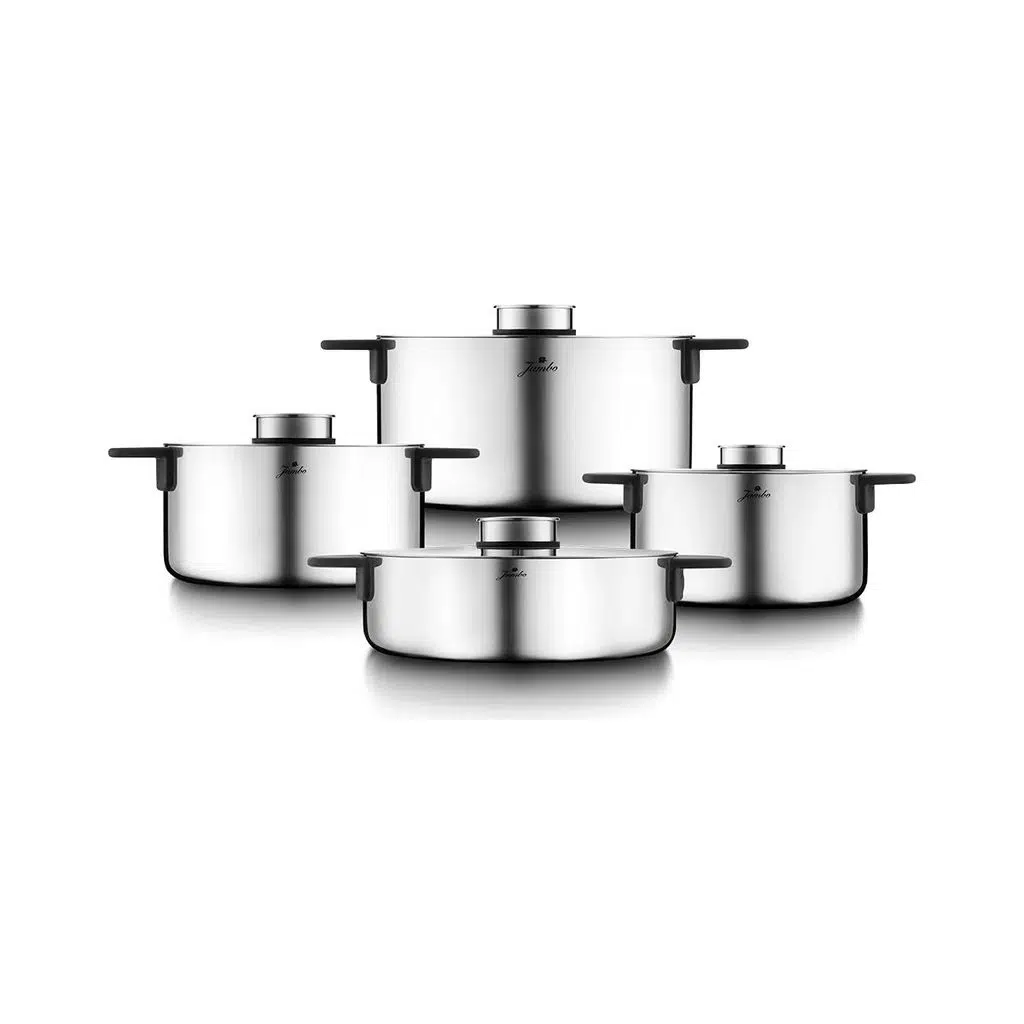 Jumbo Infinity 3PLY 8 Parça İndüksiyon Tabanlı Çelik Tencere Seti Jumbo Infinity 3PLY 8 Parça İndüksiyon Tabanlı Çelik Tencere Seti