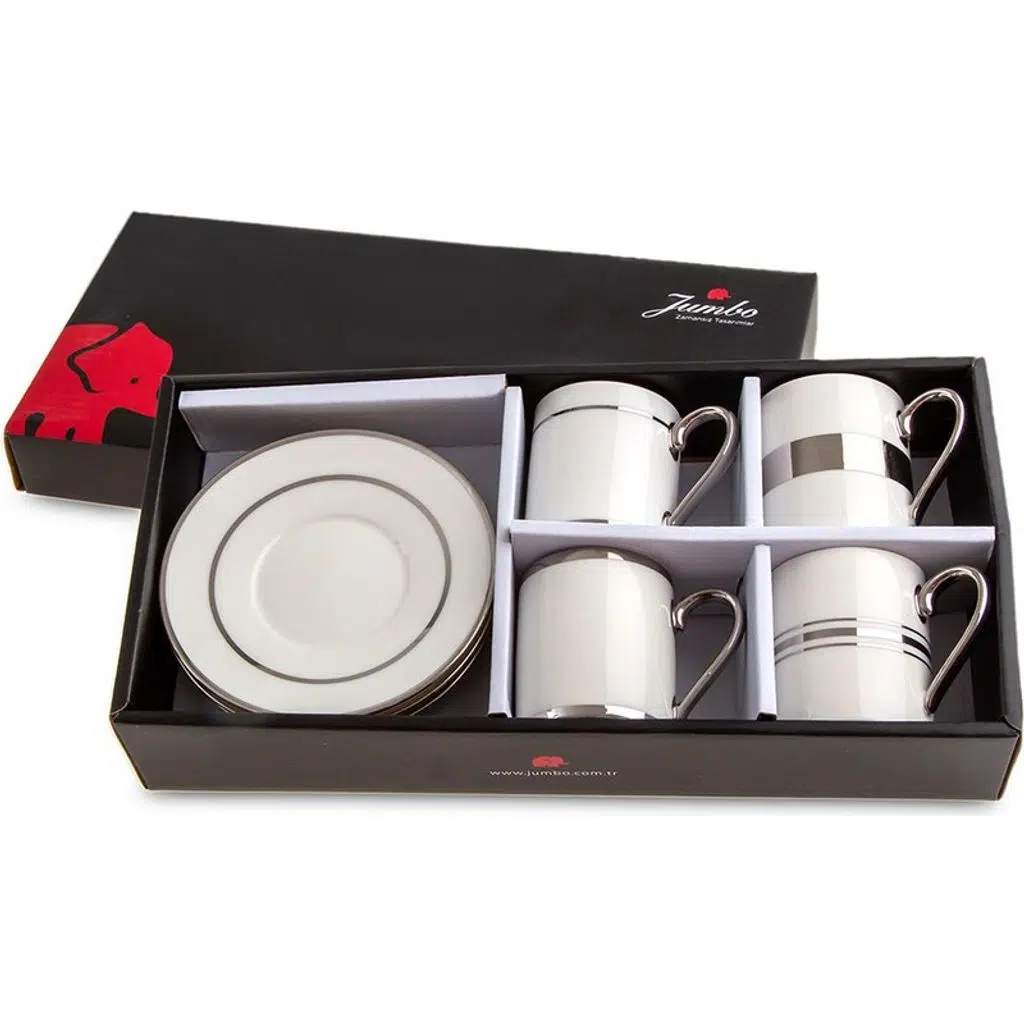 Jumbo Luces Platin 4 Kişilik Kahve Fincan Takımı Jumbo Luces Platin 4 Kişilik Kahve Fincan Takımı