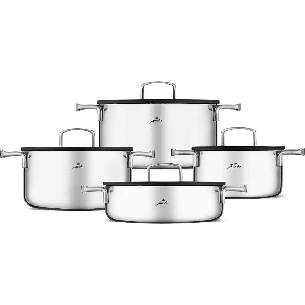 Jumbo Weston 3ply 8 Parça Paslanmaz Çelik Tencere Seti Jumbo Weston 3ply 8 Parça Paslanmaz Çelik Tencere Seti