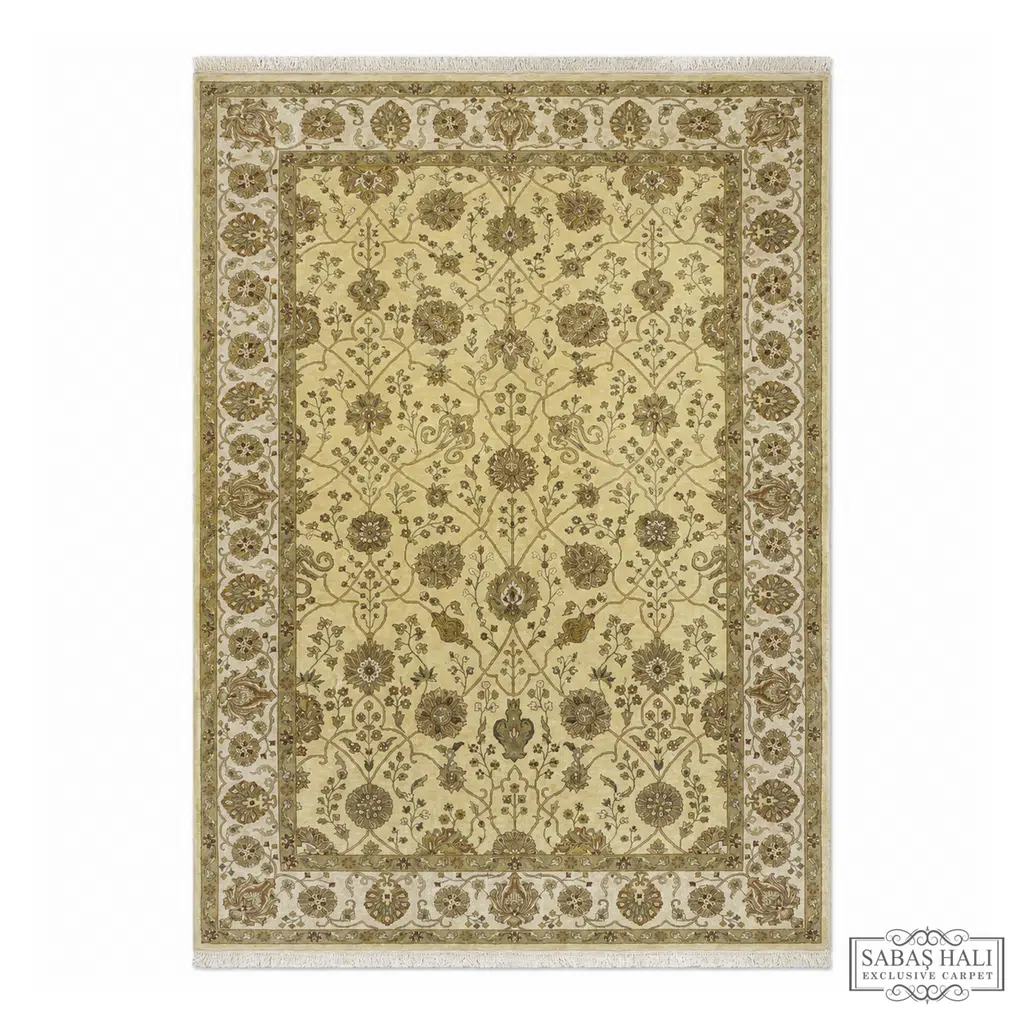 Sabaş Halı Exclusive Carpet – 12377 ŞİRAZE 577 BORDO BEJ 178 x 272 cm (Uşak - Yün İpek Dokuma Halısı)
