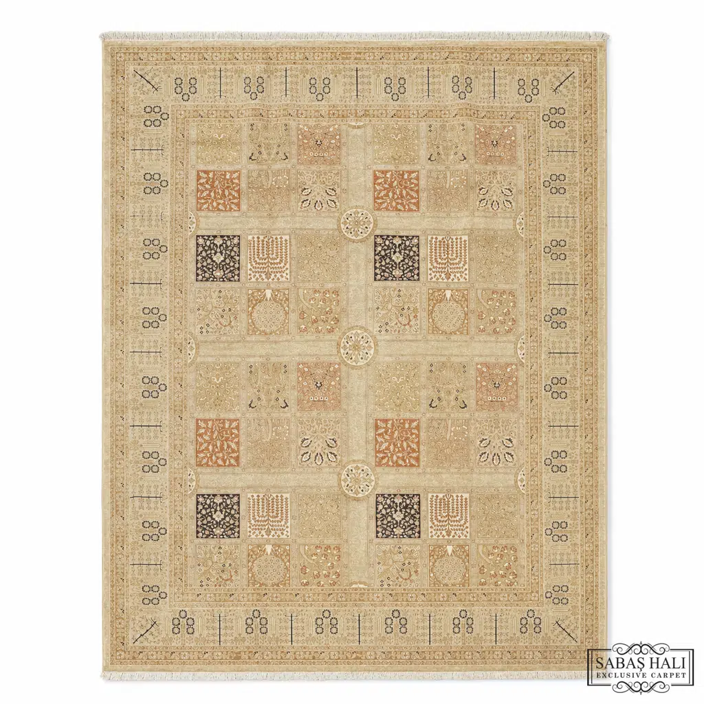 Sabaş Halı Exclusive Carpet – 16 x 16 SARUJ 246 x 299 MODEL 16 x 16 cm BEJ/BEJ (İran - Yün Dokuma Halısı)