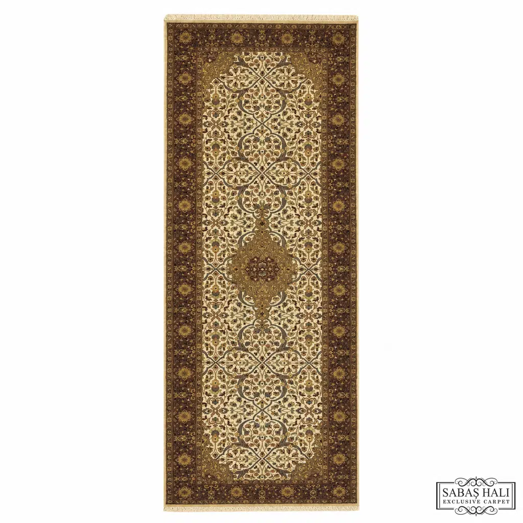 Sabaş Halı Exclusive Carpet – FARAHAN BEJ/KIRMIZI 079 x 242 cm (İran - Yün İpek Dokuma Halısı)