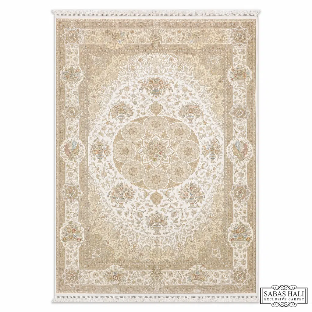 Sabaş Halı Exclusive Carpet – GOLD İPEK 206 x 300 cm MODELGOLD 061 BEJ/BEJ (İpek - %100 İpek Dokuma Halısı)