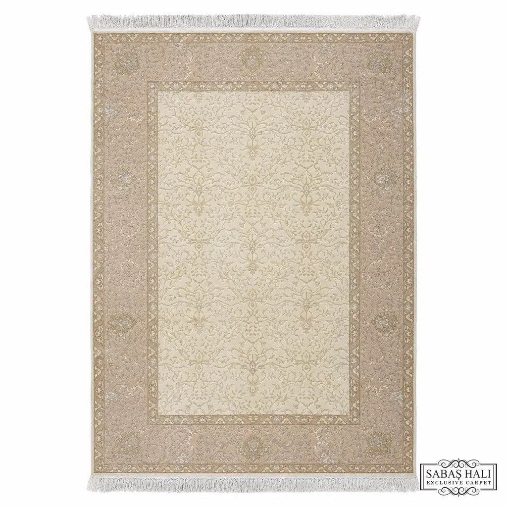 Sabaş Halı Exclusive Carpet – HÜRREM 126 x 191 cm DESEN 2 FİLDİŞİ BEJ (Uşak - Yün İpek Dokuma Halısı)
