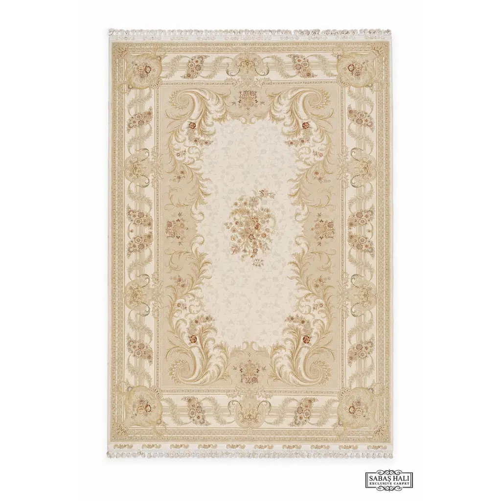 Sabaş Halı Exclusive Carpet – İM ROYAL 206 x 302 cm MODEL R 34 BEJ/BEJ (İpek - %100 İpek Dokuma Halısı)
