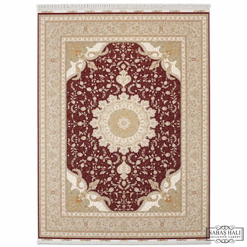 Sabaş Halı Exclusive Carpet – İM ROYAL 221 x 307 cm MODEL R30 KIRMIZI/BEJ (İpek - %100 İpek Dokuma Halısı)