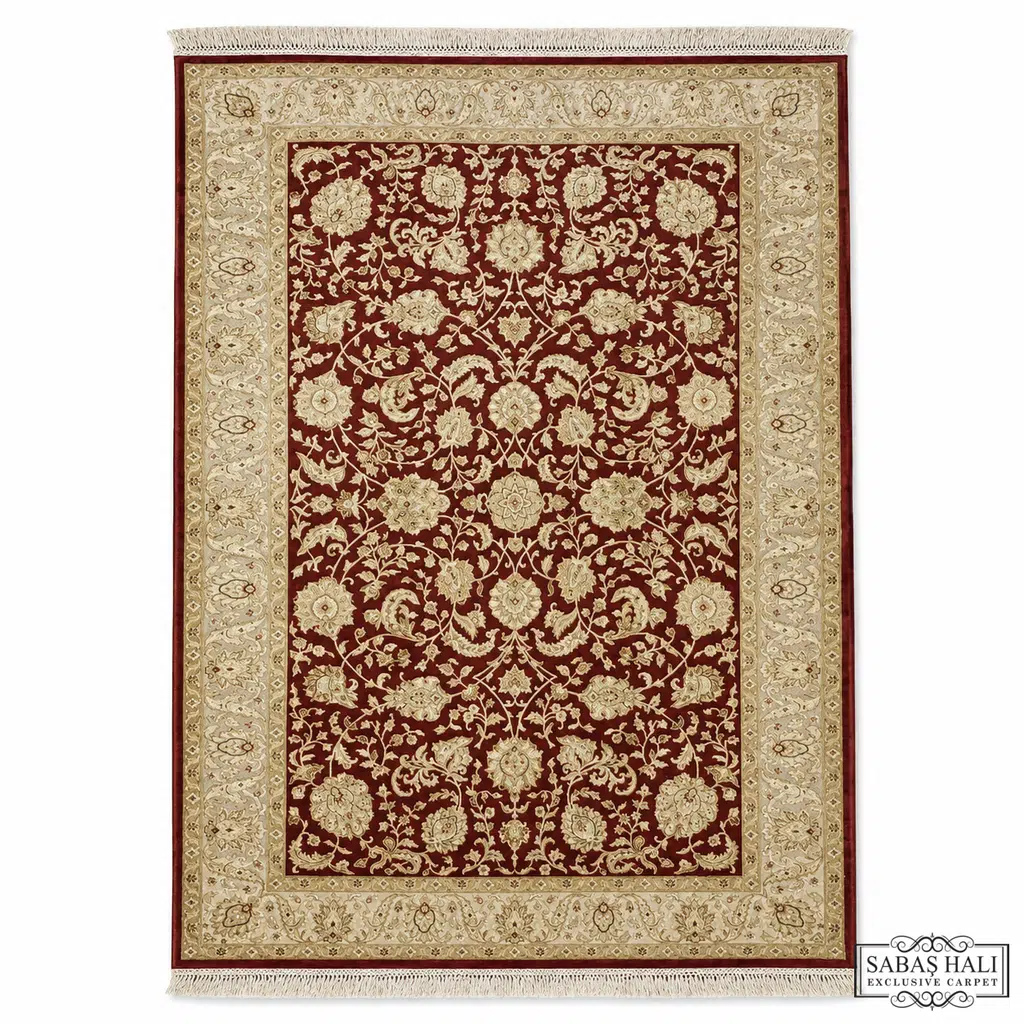 Sabaş Halı Exclusive Carpet – İPEK PALAS 183 x 272 cm MODEL ONNOİ0 BEJ KIRMIZI (Uşak - Yün İpek Dokuma Halısı)