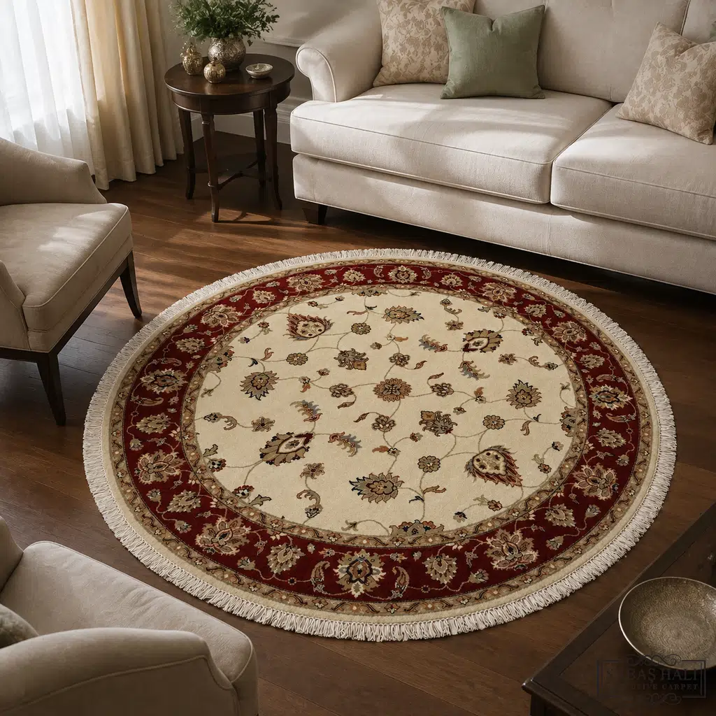 Sabaş Halı Exclusive Carpet – İPEK PALAS KLASİK İPEK PALAS BEJ-KIRMIZI 153 x 153 cm (Uşak - Yün İpek Dokuma Halısı) Sabaş Halı Exclusive Carpet – İPEK PALAS KLASİK İPEK PALAS BEJ-KIRMIZI 153 x 153 cm (Uşak - Yün İpek Dokuma Halısı)