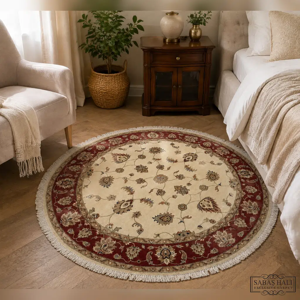Sabaş Halı Exclusive Carpet – İPEK PALAS KLASİK İPEK PALAS BEJ-KIRMIZI 153 x 153 cm (Uşak - Yün İpek Dokuma Halısı) Sabaş Halı Exclusive Carpet – İPEK PALAS KLASİK İPEK PALAS BEJ-KIRMIZI 153 x 153 cm (Uşak - Yün İpek Dokuma Halısı)
