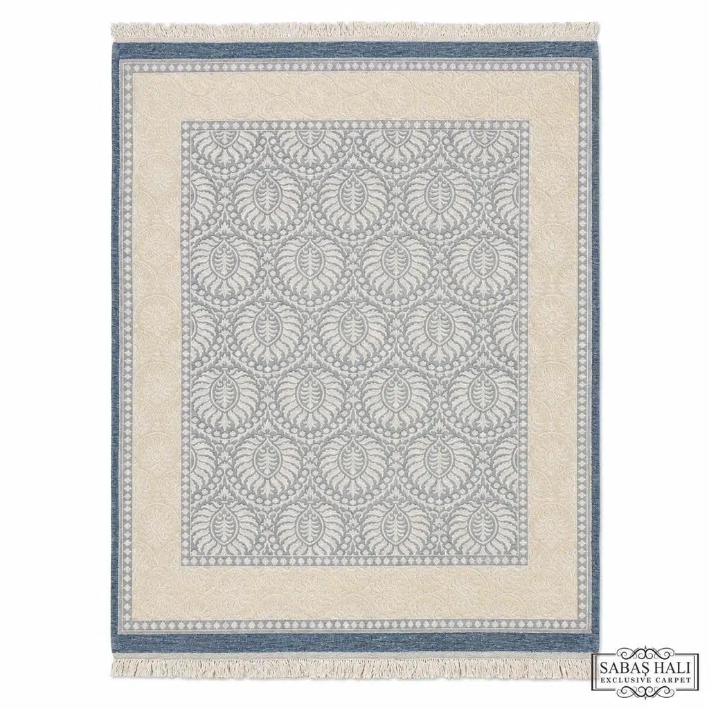 Sabaş Halı Exclusive Carpet – İPEK PALAS N.166 x 237 cm MODEL İPEK PALAS N.TURKUAZ /BEJ (Uşak - Yün İpek Dokuma Halısı)