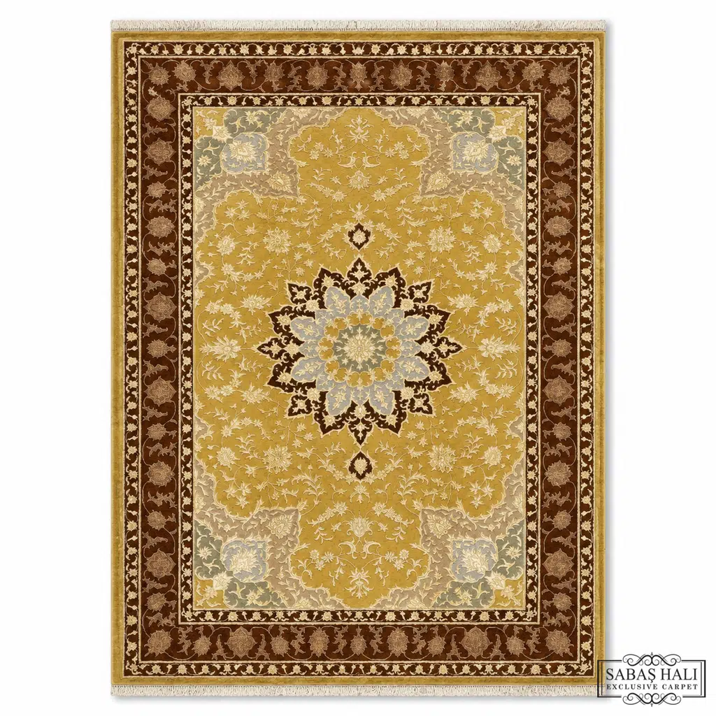 Sabaş Halı Exclusive Carpet – İPEK PALAS N.169 x 247 cm MODEL İPEK PALAS N. BEJ/KAHVE (Uşak - Yün İpek Dokuma Halısı)