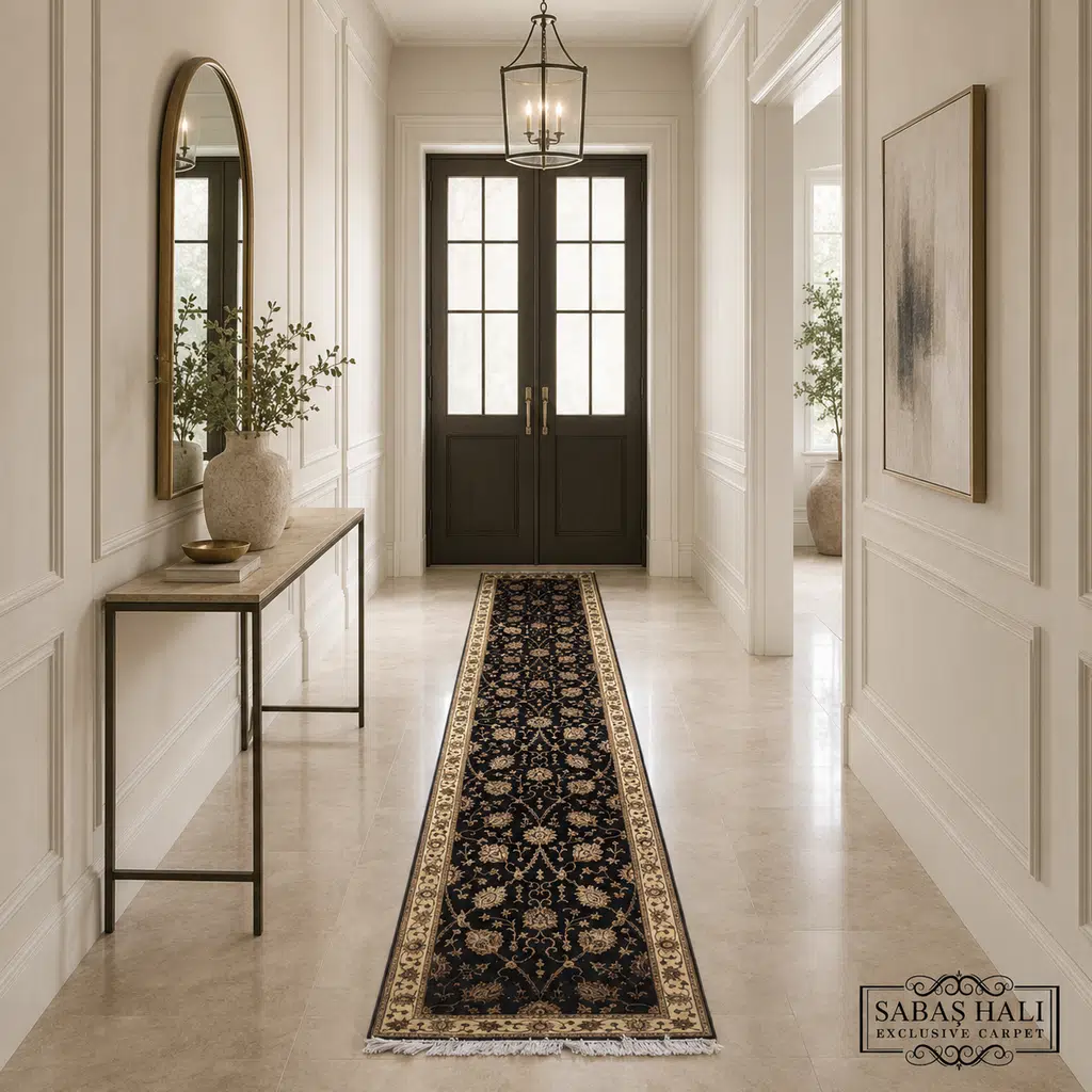 Sabaş Halı Exclusive Carpet – KUMKAPI SİYAH/BEJ 075 x 370 cm (Uşak - Yün İpek Dokuma Halısı) Sabaş Halı Exclusive Carpet – KUMKAPI SİYAH/BEJ 075 x 370 cm (Uşak - Yün İpek Dokuma Halısı)