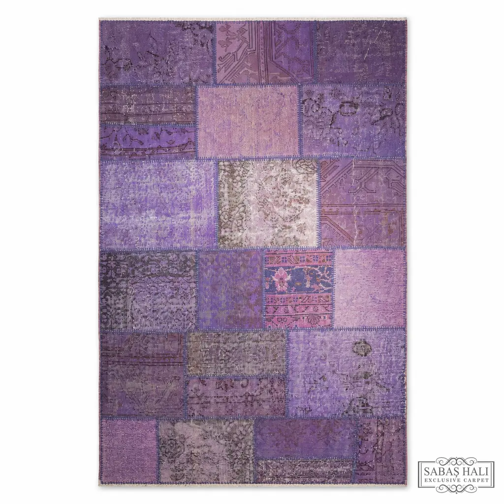 Sabaş Halı Exclusive Carpet – PATCHWORK 150 x 230 cm MOR (Patchwork - Yün Dokuma Halısı)