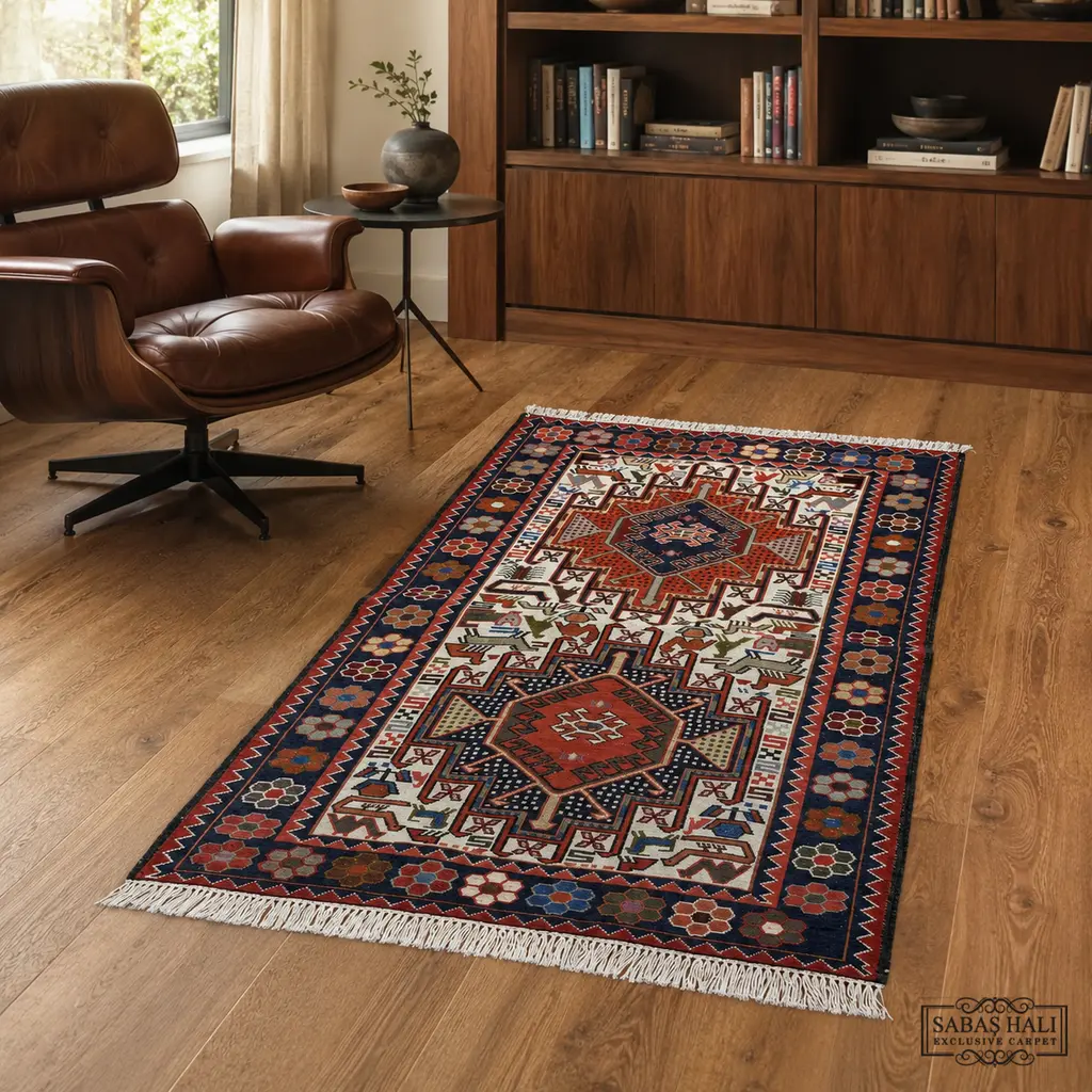 Sabaş Halı Exclusive Carpet – ŞAHSEVEN 072 x 103 cm (Kilim - Yün Dokuma Halısı) Sabaş Halı Exclusive Carpet – ŞAHSEVEN 072 x 103 cm (Kilim - Yün Dokuma Halısı)