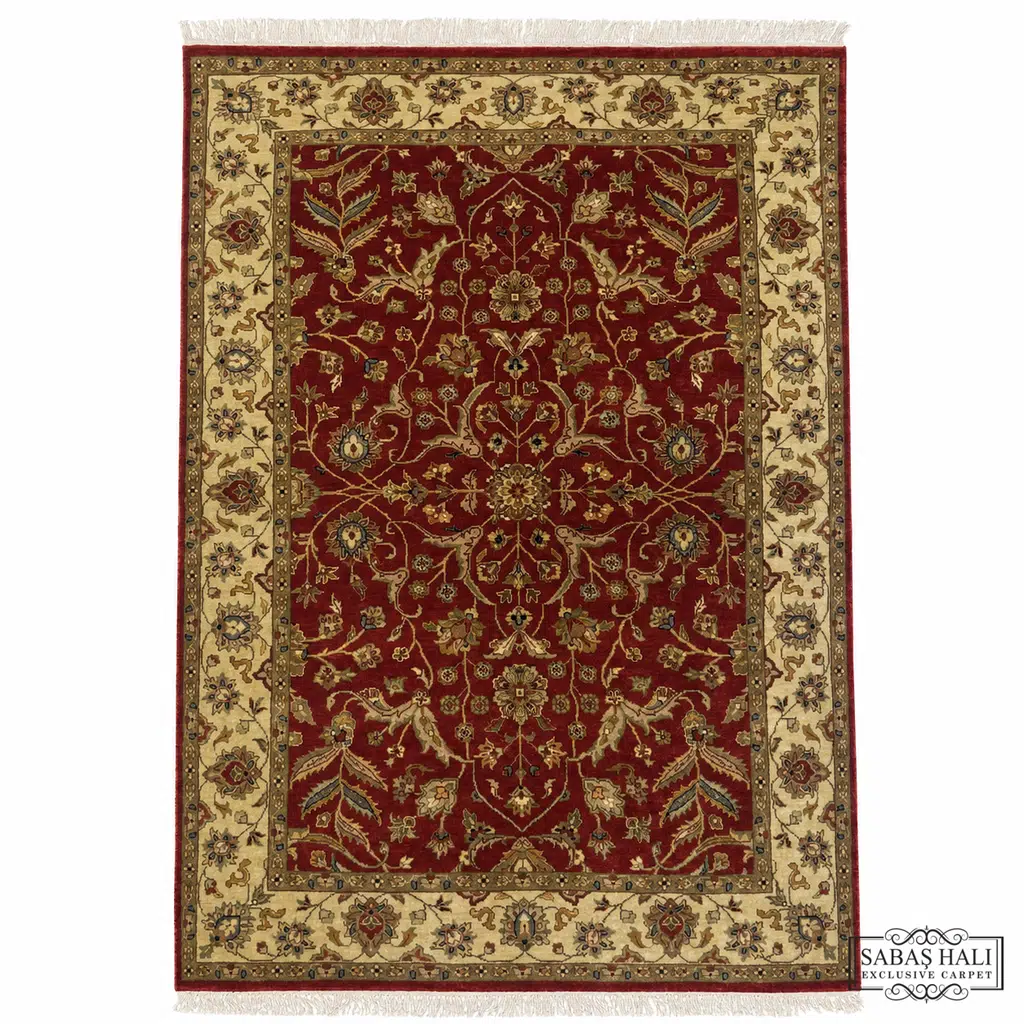 Sabaş Halı Exclusive Carpet – ŞİRAZE 123 x 184 cm DESEN 642 KIRMIZI FİLDİŞİ (Uşak - Yün İpek Dokuma Halısı)