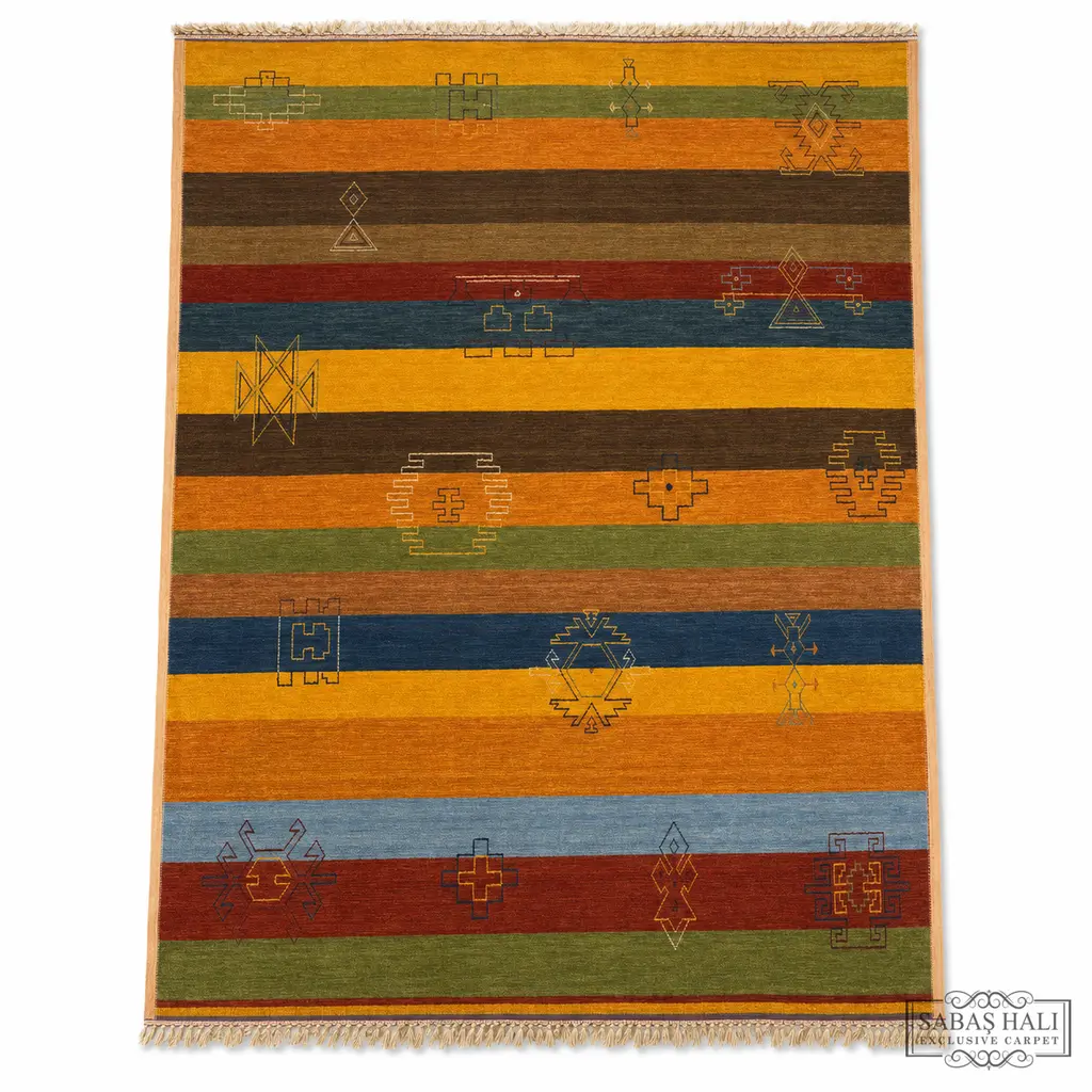 Sabaş Halı Exclusive Carpet – TRİBAL 170 x 240 cm DESEN STRIPE MULTİ (Diğer - Yün Dokuma Halısı)