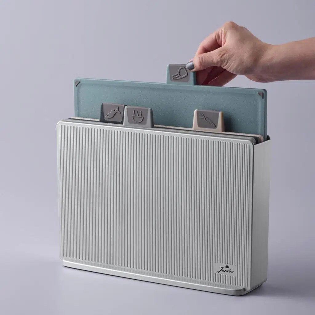 Jumbo Smart Gri Renkli 4'lü Kesme Tahtası Seti Plastik Malzeme ile Hijyenik Kullanım İçin Tasarlandı